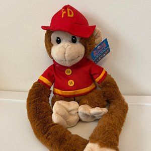 Plush Hanging Monkey - Fireman Fire Department - NWT